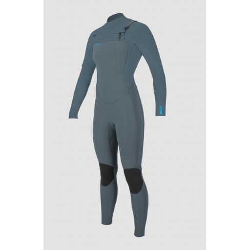 O'Neill Ladies Hyperfreak 4/3+ Chest Zip Wetsuit - Dusty Blue