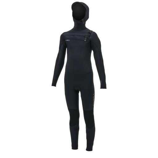 O'Neill Youth Hyperfreak 5/4+ Chest Zip Hooded Wetsuit - Black
