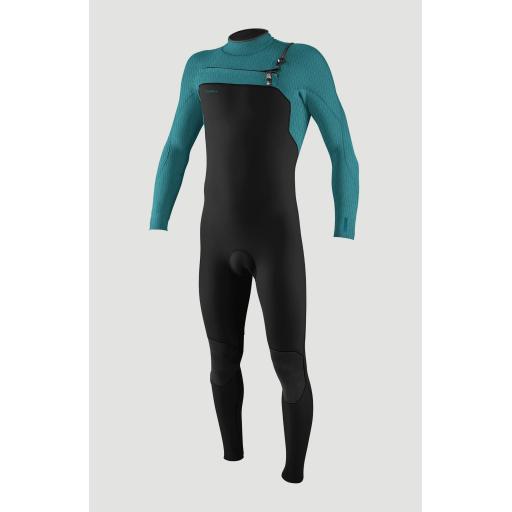 O'Neill Hyperfreak 3/2+ Chest Zip Wetsuit - Black / Tide Pool